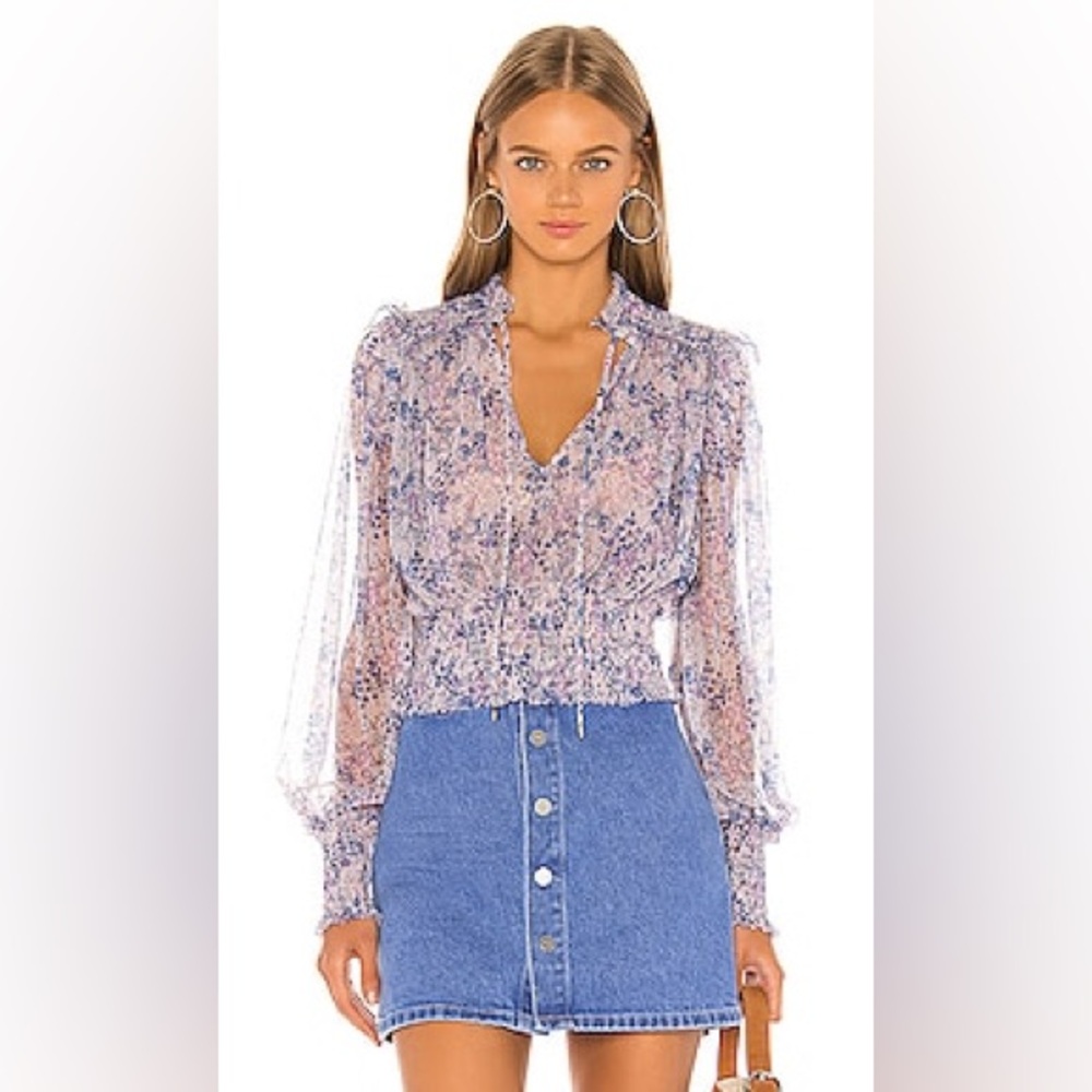 Free People Twyla Top In Lilac/Purple Floral Print Size S